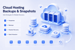Cloud hosting backups and snapshots showing layered recovery and disaster protection strategies.