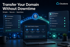 Domain transfer guide showing how to move a domain to another registrar without website downtime